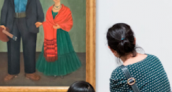 Woman and child in museum