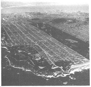 aerial view looking east of richmond and pacific heights neighborhoods