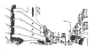 contrasting building overwhelms quaint street
