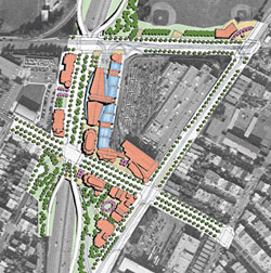 Freeway deck and Single Point Urban Interchange.