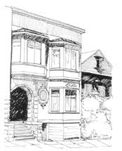 stairs provide transitio from street level to residence