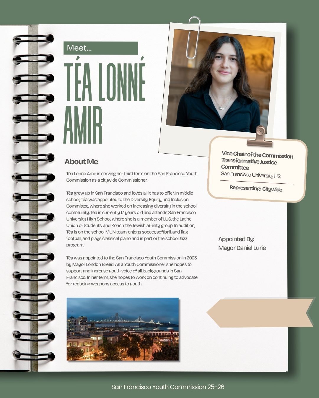 25-26 Citywide Commissioner Téa Lonné Amir Profile